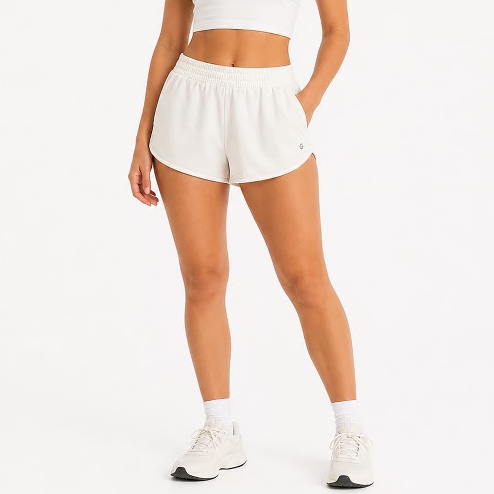 G Cream Athletic Running Shorts Womens Small Mesh Panels Back Zip Pocket